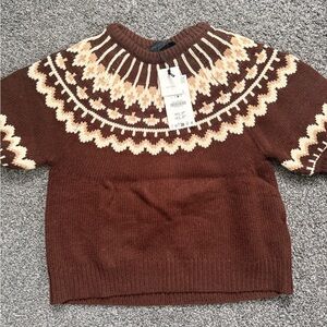 Zara Brown and Cream Patterned Sweater